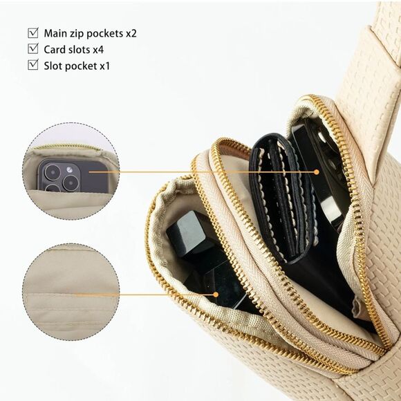 Crossbody Purse Womens Nude Sling Bag Purse Soft Vegan Leather Sling Purse SL3 - Picture 5 of 7